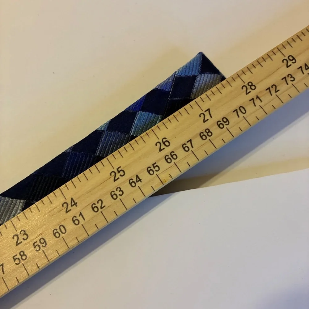 Boss Hugo Boss Silk Necktie Blue Checkered Geometric Made In Italy Blokecore 56